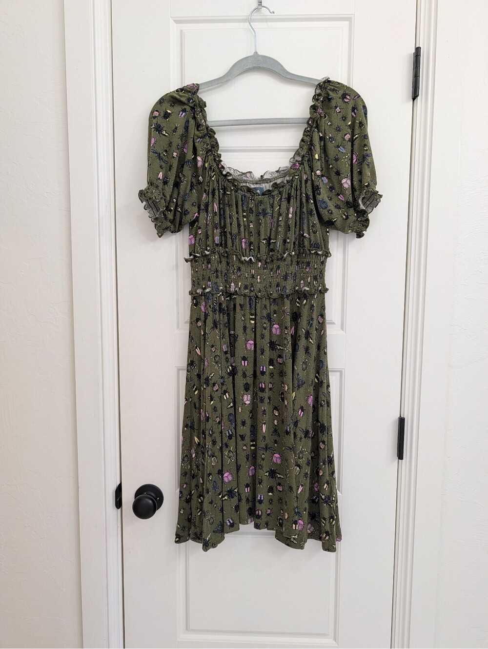 Modcloth smocked waist bug and beatle pattern